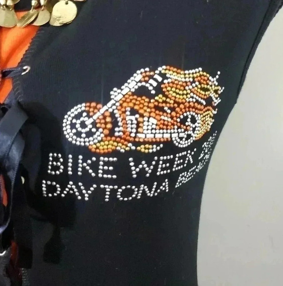 BIKE Week Lace up studded Tank. Size Large - Picture 3 of 3